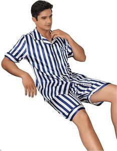 Completo <span class=keywords><strong>pigiama</strong></span> da <span class=keywords><strong>uomo</strong></span> con stampa a righe a maniche corte e pantaloncini da <span class=keywords><strong>pigiama</strong></span> - Product Image 5