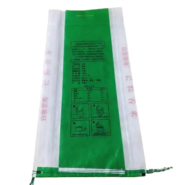 5kg 10kg commestibile fustellato manico trasparente tessuto rivestito film pp tessuto sacchetto di farina di riso