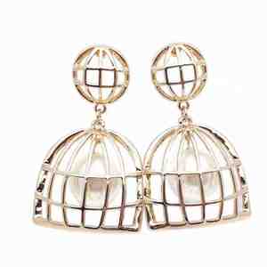 Europe Runway Looks Big <strong>Bird</strong> <strong>Nest</strong> Outline Earrings With Exaggerated Long Pearl Drill Nightclub Bar Earrings - Product Image 1