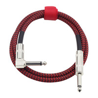 3 meter kualitas tinggi TS Plug 6.35mm 1/4 "sudut kanan untuk Lurus kabel gitar Bass listrik