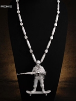 LEQI Collier Hip Hop en Or 9K-18K avec Pendentif Skateboard et Diamant de Laboratoire Mosaïque sur Chaîne Corde (Style Rapper, Danseur, Déclaration, Mariage, Anniversaire)