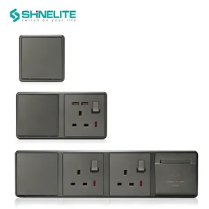 2024 UK 2 gang wall switch socket thin design light modular different Switch door bell wall switch Electric wall socket plate