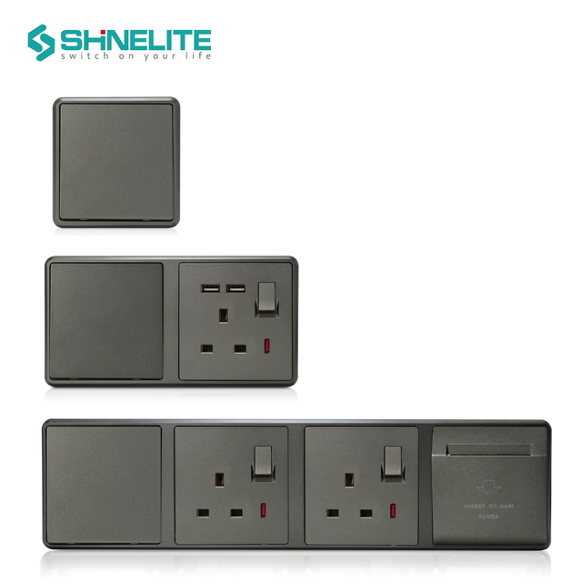 2024 UK 2 Gang Wall Switch Socket  Thin Design Light Modular Different Switch Door Bell Wall Switch Electric Wall Socket Plate