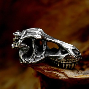 Collier Yueli rétro en acier inoxydable avec pendentif crâne de dinosaure, style gothique, poids 60g, avec perles et chaînes en os de dragon pour hommes - Product Image 2