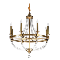 Français Antique et Vintage luxe style américain cercle créatif or cristal verre bras ronds E14 bougie lustres en laiton