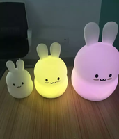 Enfants mignon Portable chambre Silicone blanc lapin enfants chambre décor robinet capteur dessin animé LED éclairer lapin lapin veilleuse