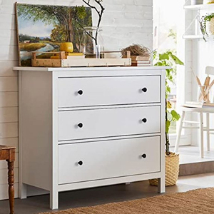 JIAMEIJIA <span class=keywords><strong>Commode</strong></span> de luxe <span class=keywords><strong>blanche</strong></span> à profil bas avec 3 tiroirs et boutons ronds noirs – Vente en gros - Product Image 2
