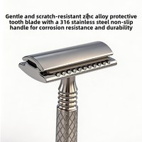 Rasoir manuel rétro à double lame en acier inoxydable 316, manche antidérapant, rasoir de sécurité pour le visage et le cou pour hommes