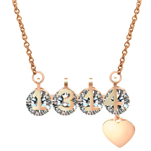 Collar con colgante de cristal con forma de carta de amor, colgante de corazón de oro rosa para mujer, regalo para uso diario - Product Image 5