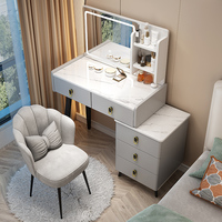Nouvelle Coiffeuse Intégrée Moderne Minimaliste de Luxe Léger 2026 avec Miroir et Éclairage, pour Chambre à Coucher Compacte