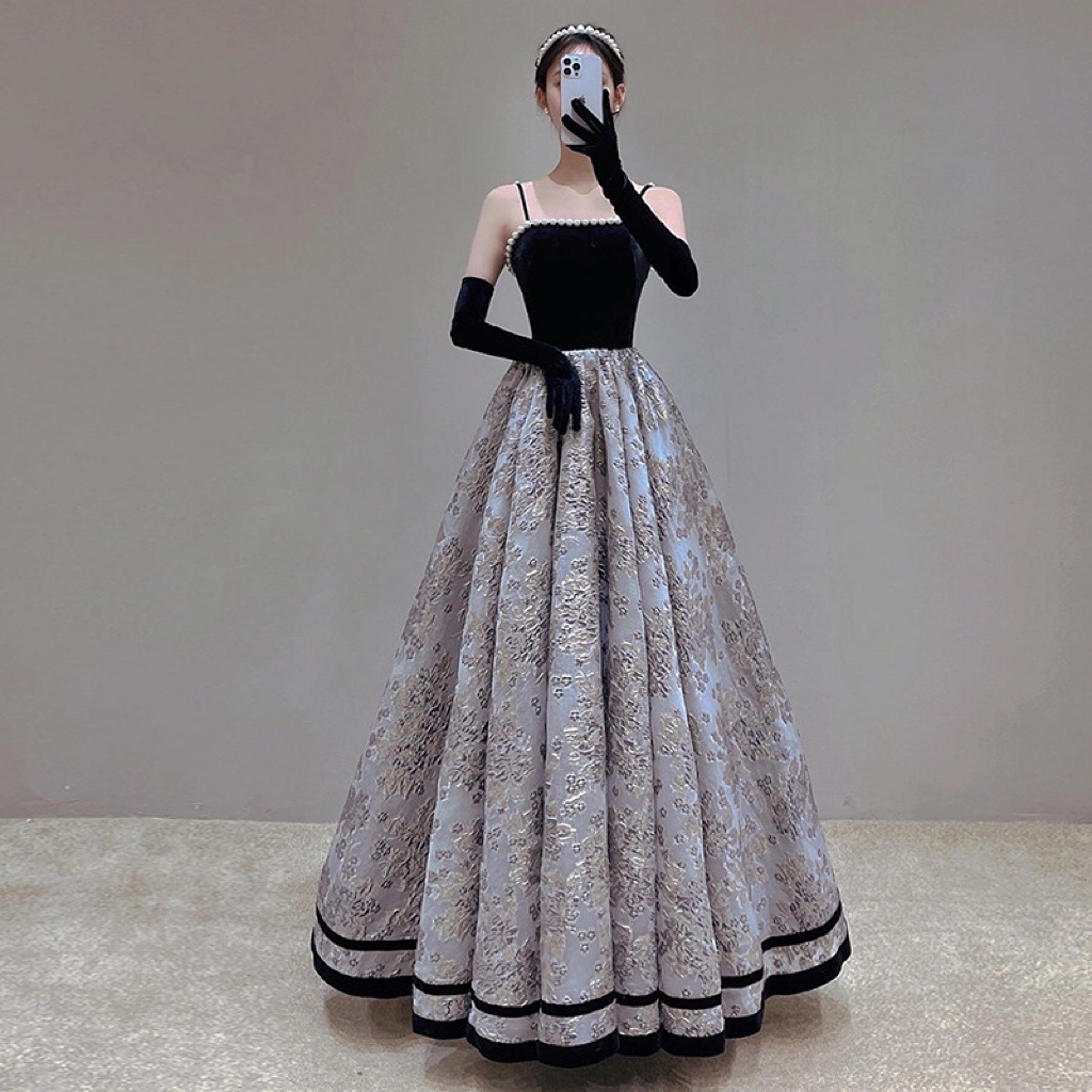 Черное коктейльное платье-трапеция на бретельках без рукавов с аппликацией и квадратным вырезом элегантное вечернее платье до пола со шнуровкой