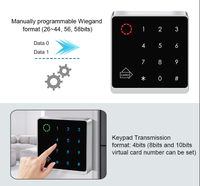 Lecteur Wiegand en métal, étanche IP66, RFID 125KHz 13.56MHz, protocole ISO 14443A, distance de lecture 3-5cm, carte de contrôle d'accès tactile