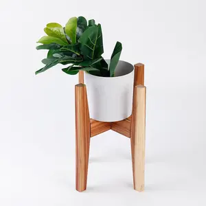 Four-legged Wooden Flower Pot Stand Plant Succulent Acacia Wood Base Display Stand Home Garden Decorative Flower Stand