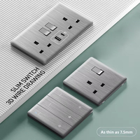 Prise murale intelligente SUMMAO 13A double USB Type-C, couleur or champagne, prise britannique, compatible Phosphor Bronze