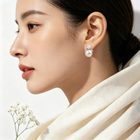 Magnifiques boucles d'oreilles en argent sterling 925 pour femmes, styles de boucles d'oreilles créoles tendance avec zircon cubique et perles brillantes