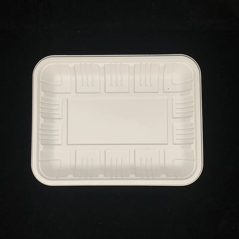 Bandeja de embalaje de alimentos frescos para llevar comida, bandeja de carne Biodegradable, Rectangular, desechable, para supermercado, personalizada