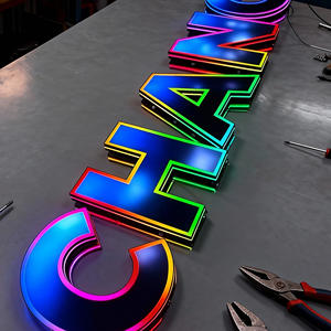 RGB LED Store Sign Custom Acrylic Metal <b>Channel</b> Letters Color Changing Neon Style For Bar Club Gaming Room Decor - Product Image 1