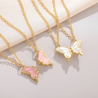 SC gros mode or collier magnétique collier d'amitié créative Vintage coloré papillon pendentif collier pour les filles
