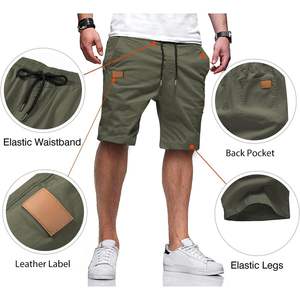 2025 pantalones cortos informales de sarga de algodón para hombre, pantalones cortos de compresión de baloncesto teñidos lisos con logotipos 2 en 1 de 5 pulgadas hasta la rodilla - Product Image 1