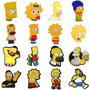 Custom 2024 New Fashion Cartoon Simpsonss Clogs Shoe Charms Decoration Designed Shoe Charms For Kids