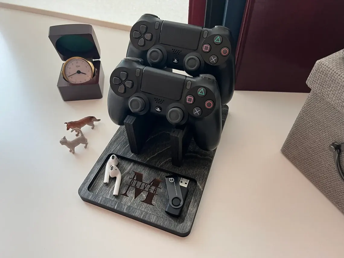 Junji suporte organizador de controle, suporte para joystick de madeira personalizado para controlador de jogos, presente