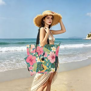 Tropical Floral Print Beach Tote <b>Bag</b> Water Resistant Large Capacity Summer Women's Tote <b>Bag</b> for <b>Travel</b> - Product Image 6