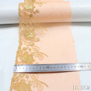 Nuovo arrivo maglia arancione oro poliestere ricamo accessori di abbigliamento all'ingrosso tenda cuscino divano <span class=keywords><strong>pizzo</strong></span> 18.5cm di larghezza - Product Image 2