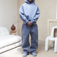 Ensemble de survêtement unisexe streetwear oversize 500 g/m² avec sweat à capuche et pantalon de jogging évasé, personnalisable par broderie