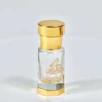 Flacon d'Attar en Verre Doré Fantaisie BM Poli 3ml 6ml 12ml avec Bouchon Zamac pour Huile de Oud Arabe, avec Boîte