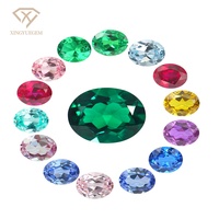 Saphirs synthétiques ovales colorés en vrac, cultivés en laboratoire, traités thermiquement avec effet de couleur changeante pour la fabrication de bijoux