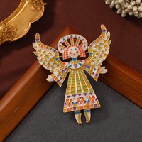 Broche créative vintage en alliage peinte, motif ange fille ailée, badge amusant et mignon, accessoire de mode unisexe, pour costume, corsage, sac, pendentif, épingle