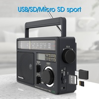 Radio Jam LCD Desktop PANDA T-09 FM/AM/SW dengan Speaker Besar, Baterai Isi Ulang, Gaya Retro Nostalgia, Warna Hitam, Dilengkapi SD/USB/MP3
