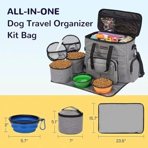 <b>Dog</b> Travel Bag with Treat Pouch Airline Approved for Traveling 2 food Container 2 Travel <b>Bowls</b>, Weekend <b>Dog</b> - Product Image 2