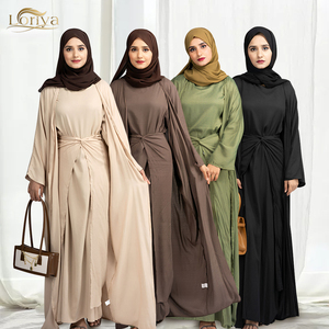 <span class=keywords><strong>Kimono</strong></span> musulman modeste personnalisé à la mode grande taille Dubai Maxi Abaya 3 pièces ensemble robes turques vêtements islamiques en gros - Product Image 1