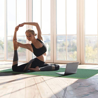Tapis de yoga TPE personnalisé de haute qualité avec logo laser, 6 mm, antidérapant, violet, écologique, réversible, résistant, imperméable, pliable, pour la maison