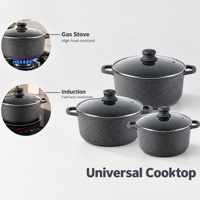 Casserole en aluminium avec revêtement antiadhésif en marbre pour la maison, l'hôtel, le restaurant, OEM ODM, ensemble de cuisine personnalisé