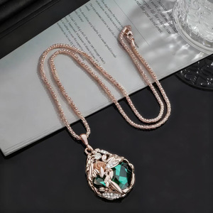 Luxury Water Drop Necklace Zinc Alloy Pave Setting Pendant Party Jewelry Fashion Accessory - Product Image 4