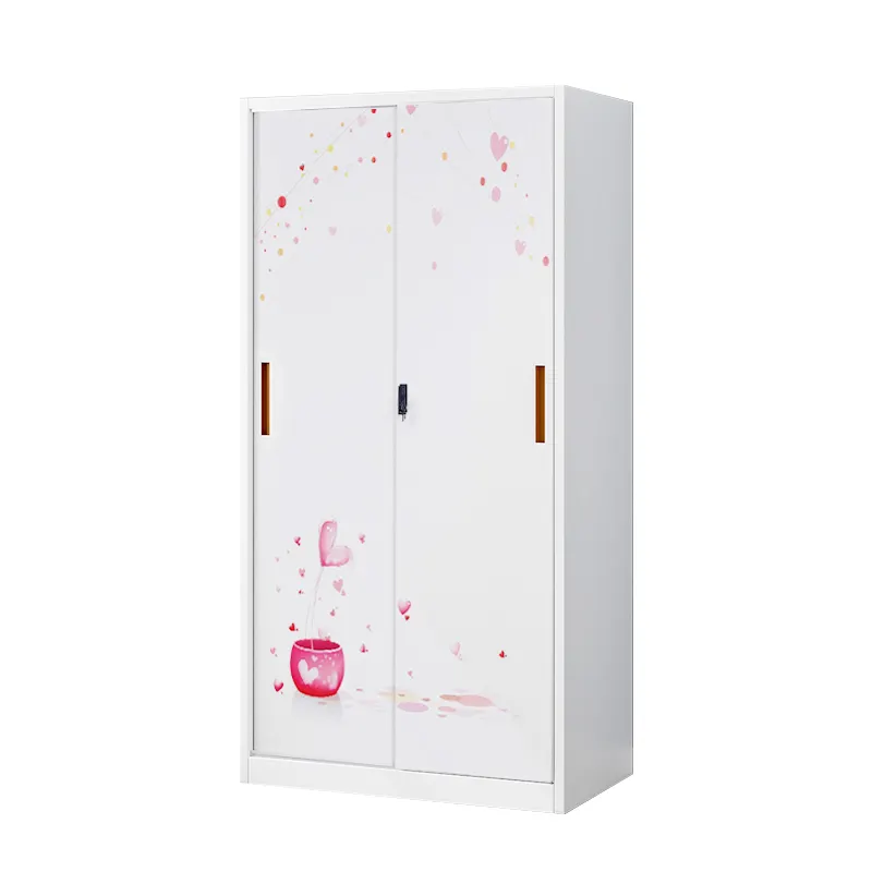 Competitive price two door locker various patterns sliding door printed cabinet