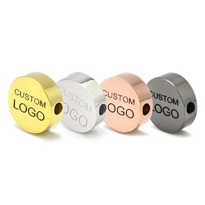 ACEWORKS Custom Engraved Logo Beads With Company Logo Metal Logo Bead Engraved Brand Name Disc <b>Spacer</b> Beads for Jewelry - Product Image 2