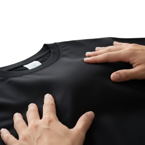 Đồng Bằng Trống Dệt Kim Quá Khổ T Áo Sơ Mi Nam 100% Cotton Nặng Thả Vai Lỏng Phù Hợp Hàng Đầu Giản Dị - Product Image 5