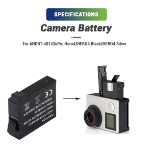 Li-ion ion <span class=keywords><strong>3.8V</strong></span> 1160mAh có thể sạc lại pin máy ảnh AHDBT-401 đi Pro HERO4 Đen Bạc cho Pin máy ảnh thể thao - Product Image 3