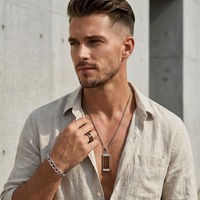 Ensemble de bijoux en acier inoxydable hypoallergénique et en bois |   Ensemble collier et bague en bois naturel incrusté |   Accessoires de mode écologiques