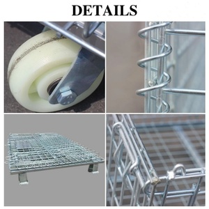 Bền Có Thể Gập Lại Thép Mạ Kẽm Dây Lưới Lồng Công Nghiệp Kho Hậu Cần Pallet Cho Hàng Hóa Và Lưu Trữ <span class=keywords><strong>Stackable</strong></span> Container - Product Image 6