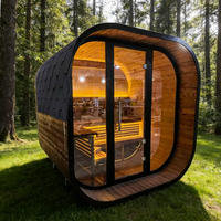 KLAFIN - Villa moderne de luxe - Cube en bois massif de hemlock noir - Baignoires de massage infrarouges électriques intérieures et extérieures - Salles de sauna