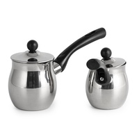 Türkische Kaffeekanne aus Edelstahl mit Deckel Heißgetränk Milch wärmer Arabisches Metall Cezve Ibrik Maker Set für Induktion sherd