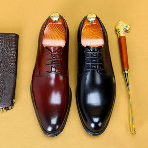 Chaussures habillées en cuir pour hommes à lacets, en cuir de vachette pleine fleur, antidérapantes, respirantes, grandes tailles, pour l'exportation - Product Image 2