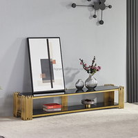 Mueble de TV de Lujo para el Hogar con Base de Acero Inoxidable y Tapa de Mármol, Mueble de TV para Sala de Estar con Tapa de Mármol
