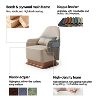 Fauteuil lounge en cuir italien moderne de luxe avec structure en bois massif, design écologique et imperméable pour salon, chambre et hôtels