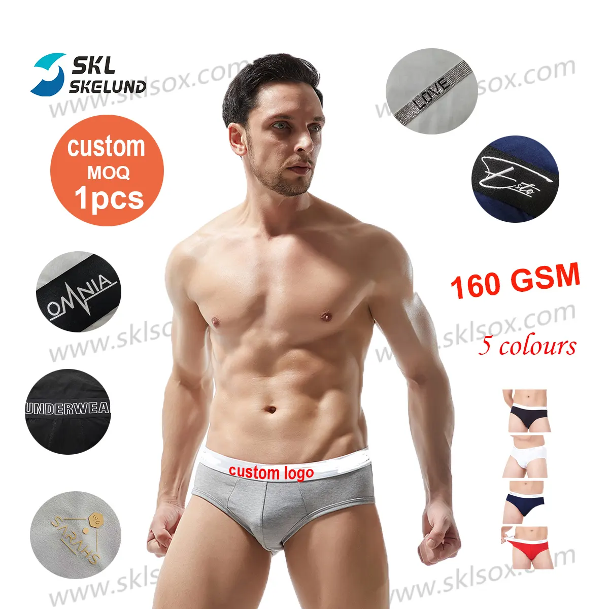 Calzoncillos de Bikini cómodos para hombre, ropa interior de algodón de alta calidad, diseño personalizado, cintura, Logo, transpirable, Sexy, Color sólido