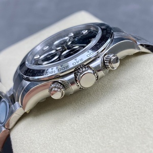 Montre chronographe en acier inoxydable, cadran noir, index en diamant, lunette tachymètre, mouvement automatique, étanche, montre <span class=keywords><strong>de</strong></span> luxe pour homme - Product Image 5